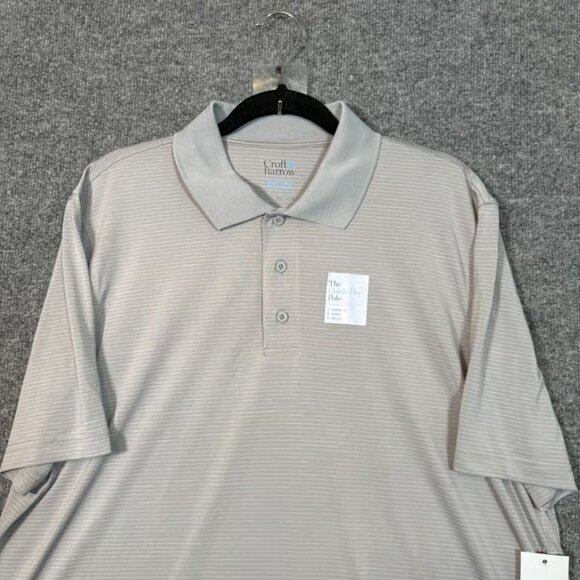 Croft & Barrow Shirt Mens Large Gray Striped Quick Dry Lightweight Casual NEW - Picture 2 of 2